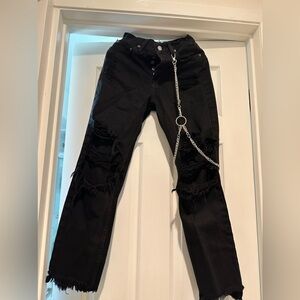 Carmar by LF distressed black jeans with Silver Chain detailing